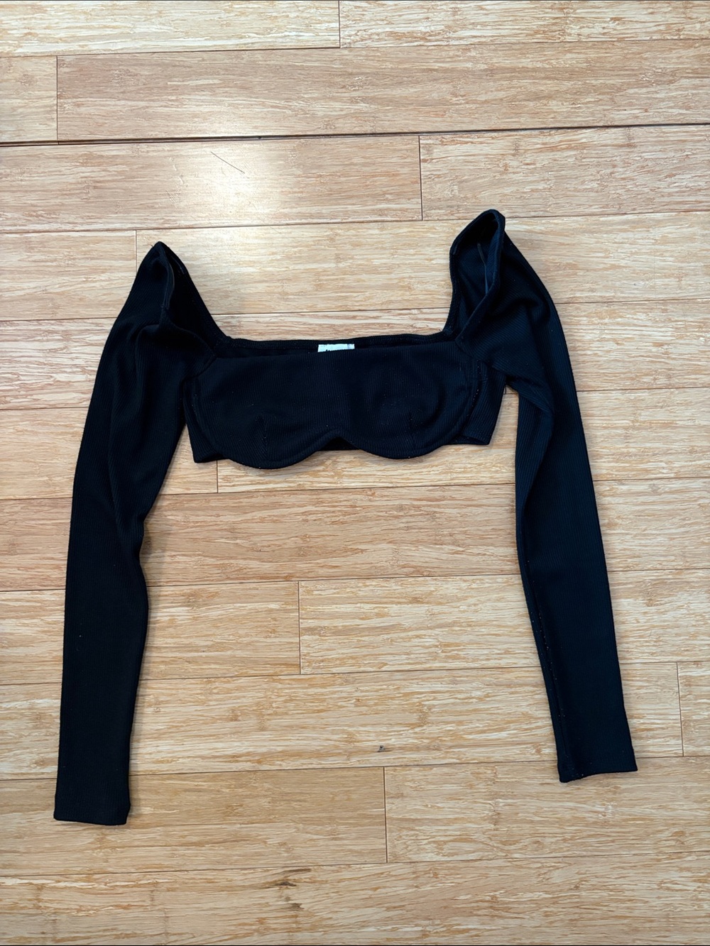 Princess Polly Black Long Sleeve Crop Top